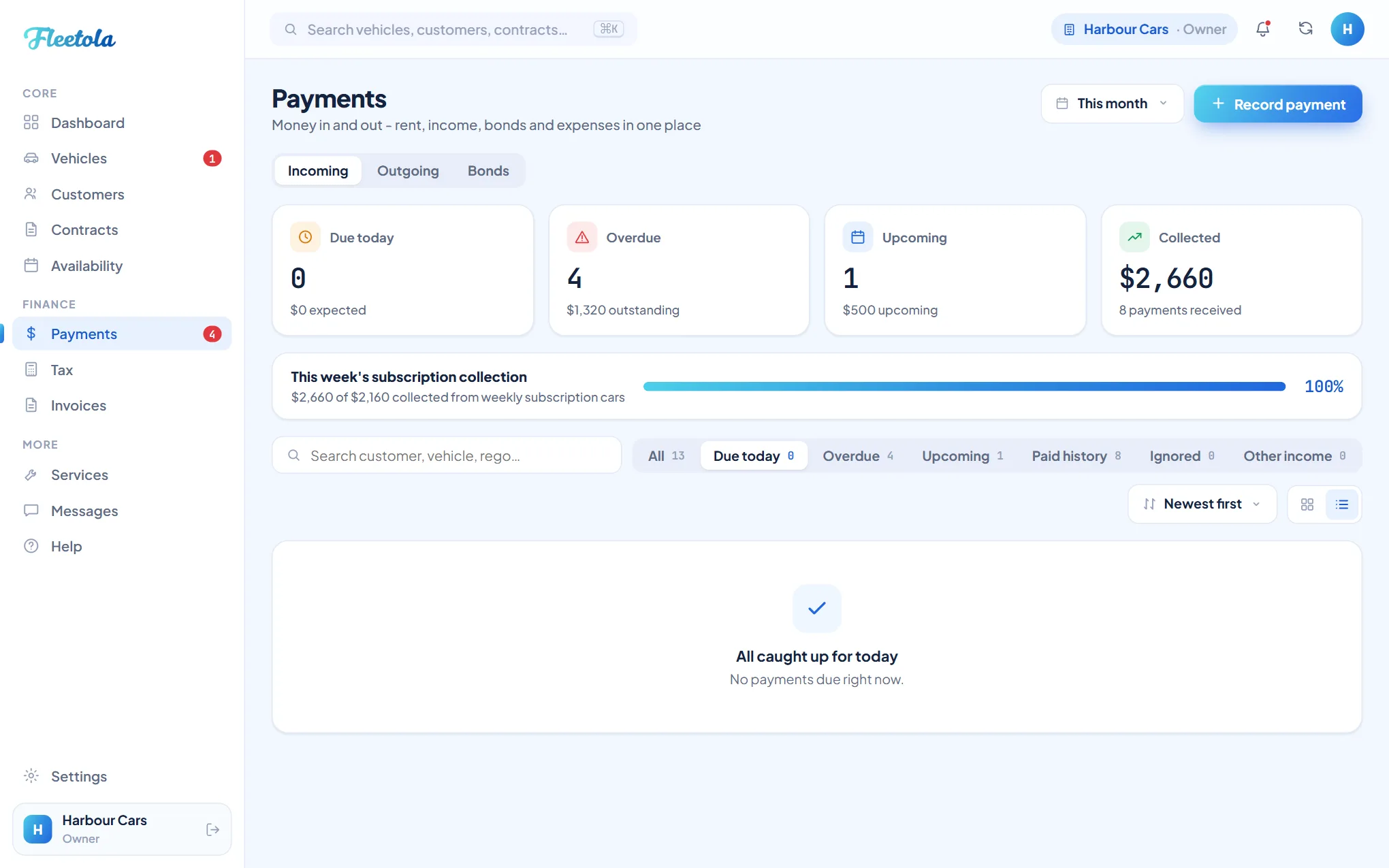 Payments → Paid history